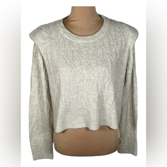 House of Harlow 1960 Cream / Off White Knit Cropped Knit Sweater Large - Picture 2 of 8
